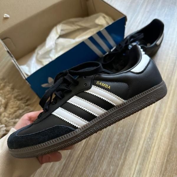 Adid Samba black white leather suede fixs