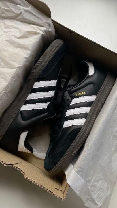 Adid Samba black white leather suede fixs