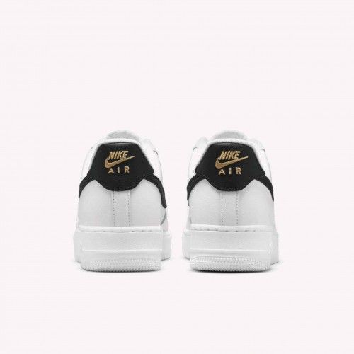 Nikee Air Force 1 Low 07 Essential White Black Gold Mini Swoosh