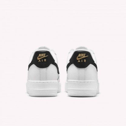 Nikee Air Force 1 Low 07 Essential White Black Gold Mini Swoosh