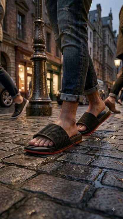 CHRISTIANNN LOUBOUTIN FLIP FLOP BLACK RED