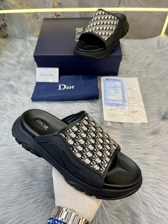 DIOOR MEN OBLIQUE H TOWN BLACK SLIDE FOR MEN UA QUALITY