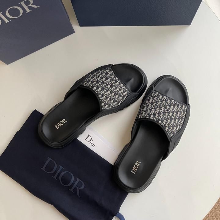DIOOR MEN OBLIQUE H TOWN BLACK SLIDE FOR MEN UA QUALITY