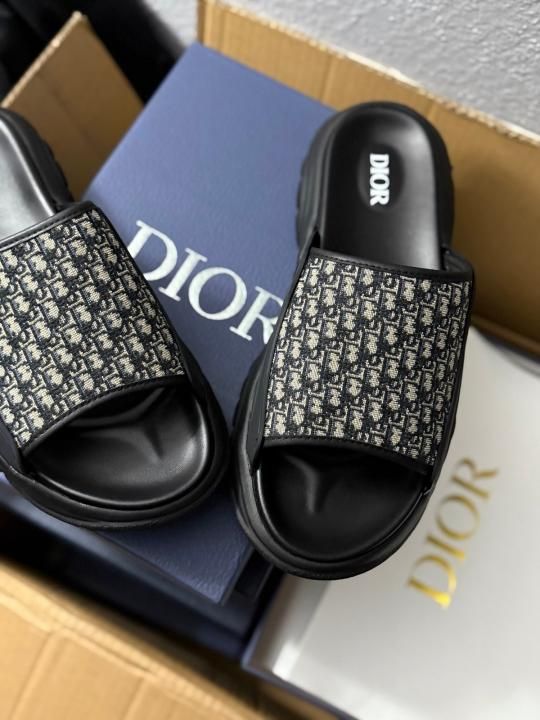 DIOOR MEN OBLIQUE H TOWN BLACK SLIDE FOR MEN UA QUALITY
