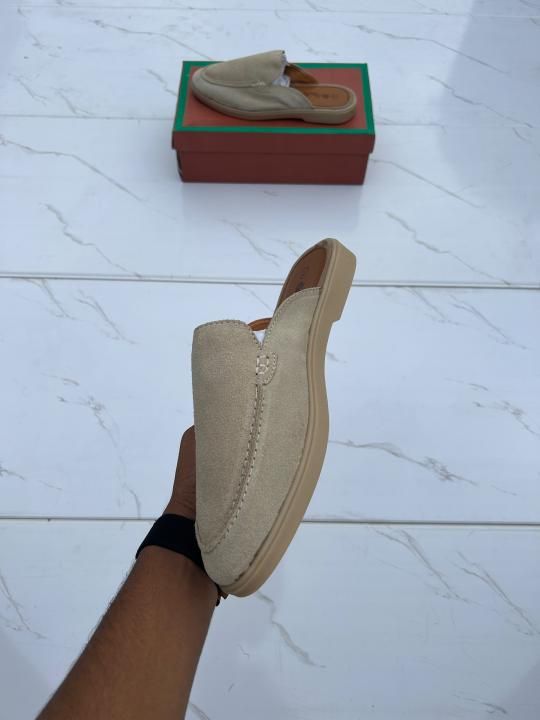 Loro piana suede mules white