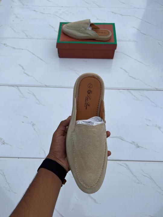 Loro piana suede mules white