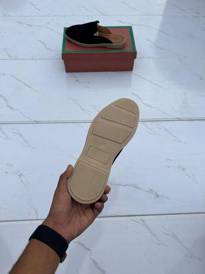Loro piana suede mules dark brown