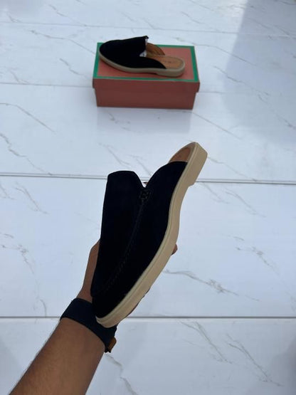 Loro piana suede mules dark brown