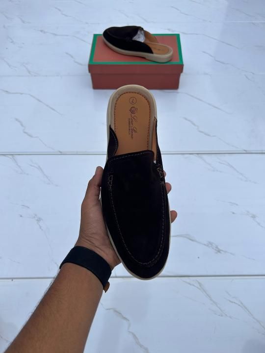 Loro piana suede mules black