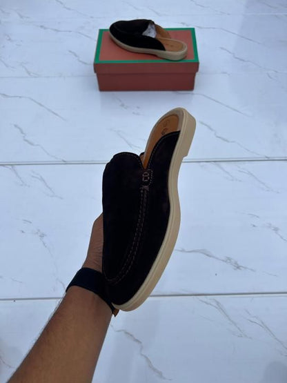 Loro piana suede mules black