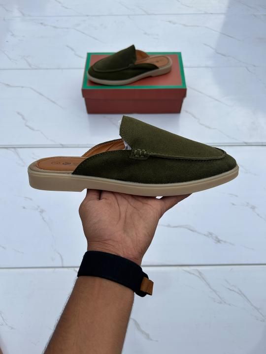 Loro piana suede mules green