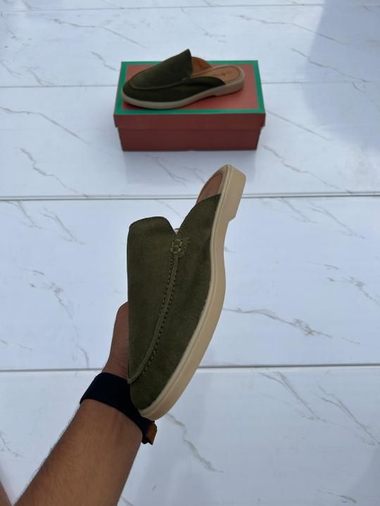 Loro piana suede mules green