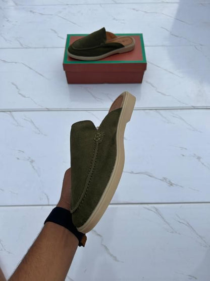 Loro piana suede mules green