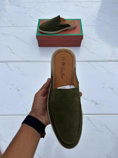 Loro piana suede mules green