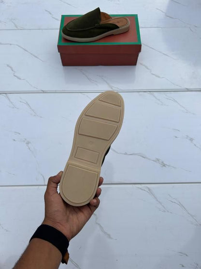 Loro piana suede mules green