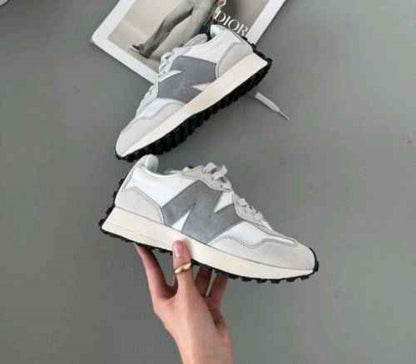NEWW BALANCE 327 WHITE GREY WITH OG BOX KEYCHAIN for her