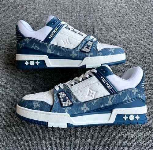 Louiiss Vuittonn LV Monogram Trainer Blue White With Accessorie