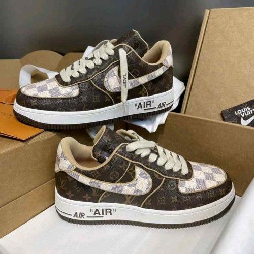 Nikkee Airforce 1 Low x Louiiss Vuittoonn Virgil Abloh Brown