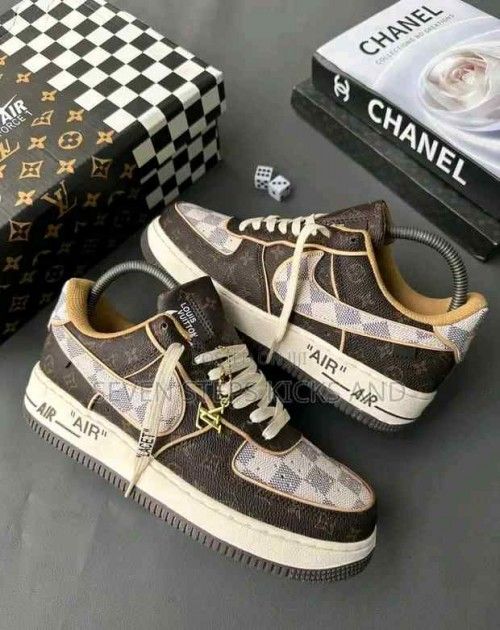 Nikkee Airforce 1 Low x Louiiss Vuittoonn Virgil Abloh Brown