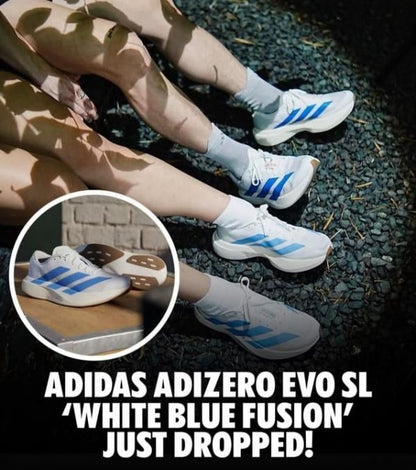 Adidaas adizero evo sl white blue fusion