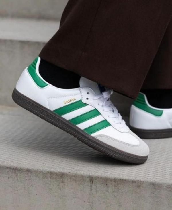 Adidaass Samba White Green Fix