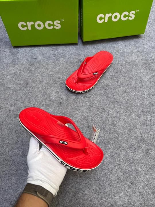 Croc Bayaband Flips Red With Og Box And Carry Bag