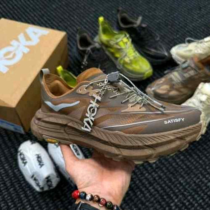 Hoka X Satisfy Mafate Speed 4 Light Rubber Brown