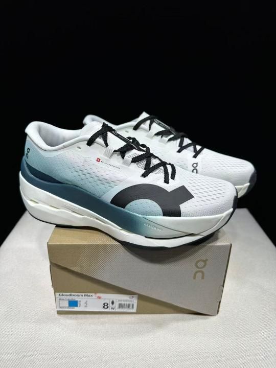 On Cloudboom Max Blue White Running
