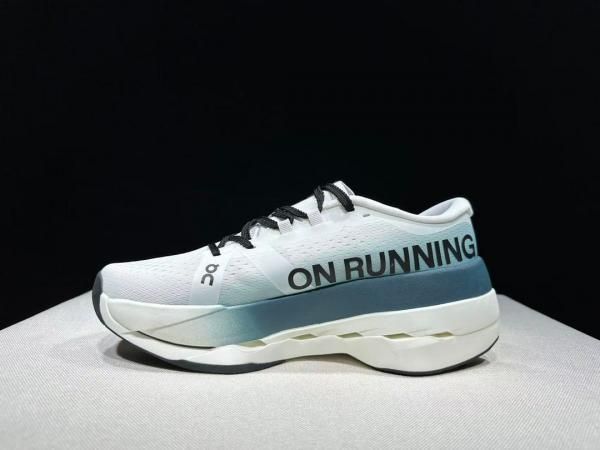 On Cloudboom Max Blue White Running