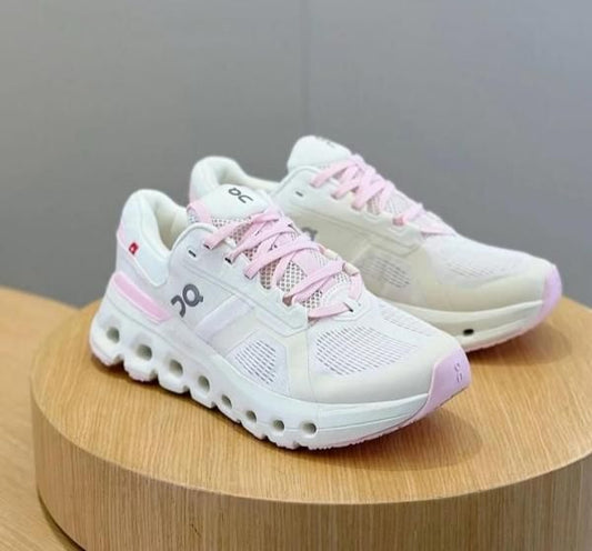 Wmn On Running Cloud Runner Shoes White Pink Sporty Elegant