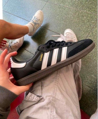 Adida women samba black white leather suede fixe