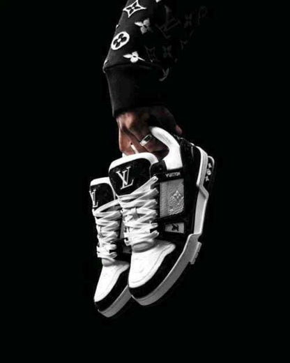 LOUIiSS VUITTONN TRAINERS MONOGRAM DENIM WHITE BLACK