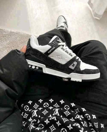 LOUIiSS VUITTONN TRAINERS MONOGRAM DENIM WHITE BLACK