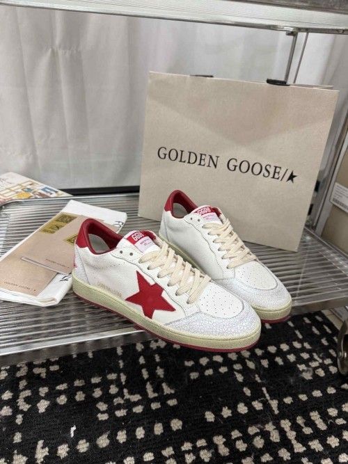 Golden Goose Ball-Star Low White Red