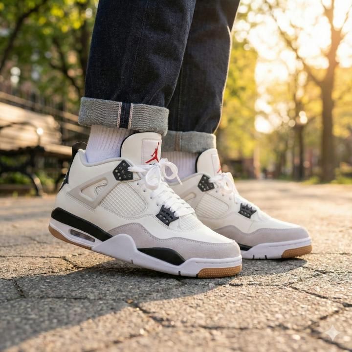 Air Jordan Retro 4 Sb White Black Semi Ua