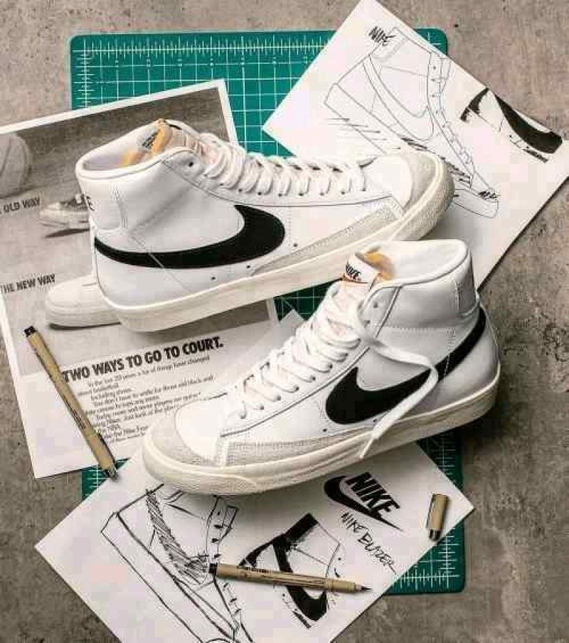nikkee blazer mid 77 vintage white black
