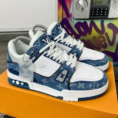 LOUI. Vuittton LV Monogram Trainer Blue White With Accessories