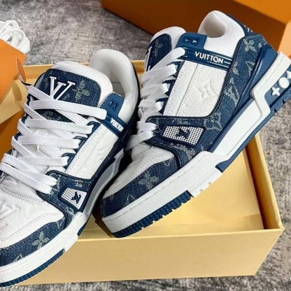 LOUI. Vuittton LV Monogram Trainer Blue White With Accessories