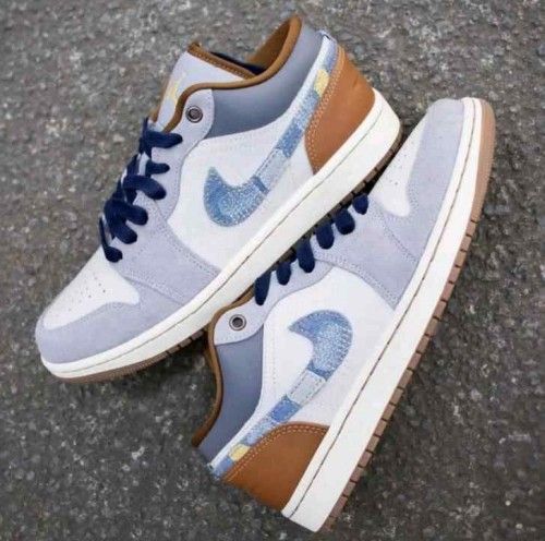 Air Jordan 1 Low SE Phantom Repaired Denim Swoosh