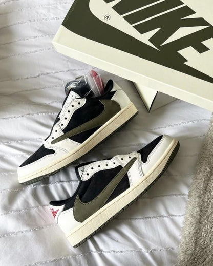 NIKKE AIR JORDAN 1 LOW X TRAVIS SCOTT OLIVE SEMI UA