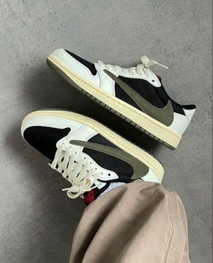 Air Jordan Retro 1 X Travis Scott Olive Green Semi ua