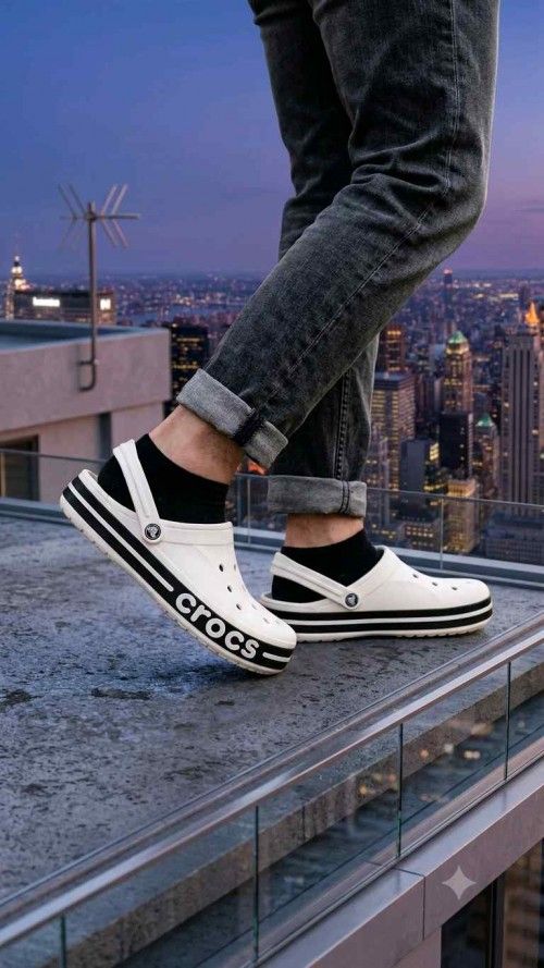 CROCCS BAYABAND WHITE BLACK FOR MEN