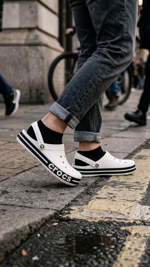 CROCCS BAYABAND WHITE BLACK FOR MEN