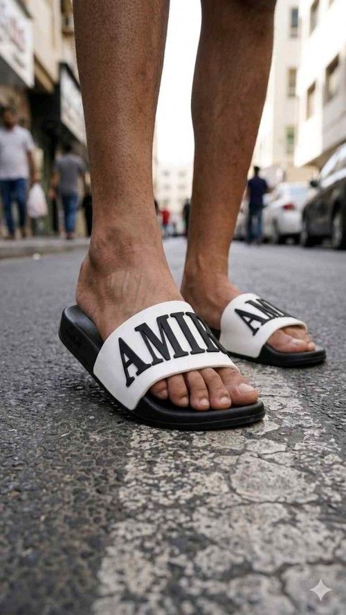 AMIRRI EMBOSSED BLACK WHITE FLIP FLOP