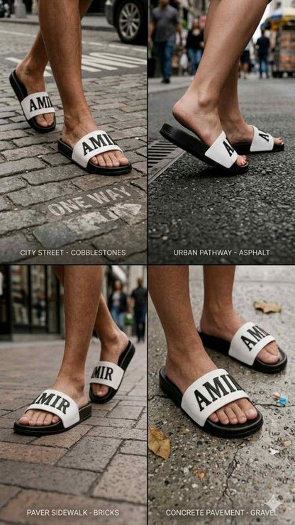 AMIRRI EMBOSSED BLACK WHITE FLIP FLOP