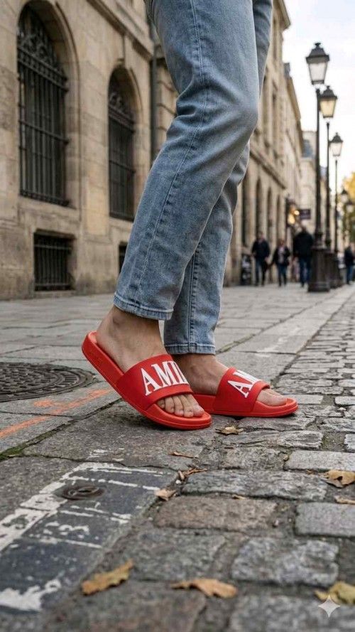 AMIRRI EMBOSSED RED FLIP FLOP