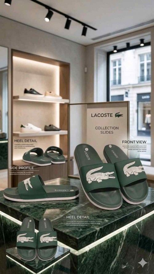 LACOSTTE EMBOSSED GREEN FLIP FLOP