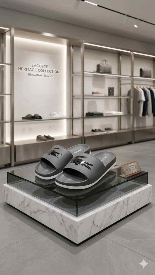 LACOSTTE EMBOSSED GREY FLIP FLOP
