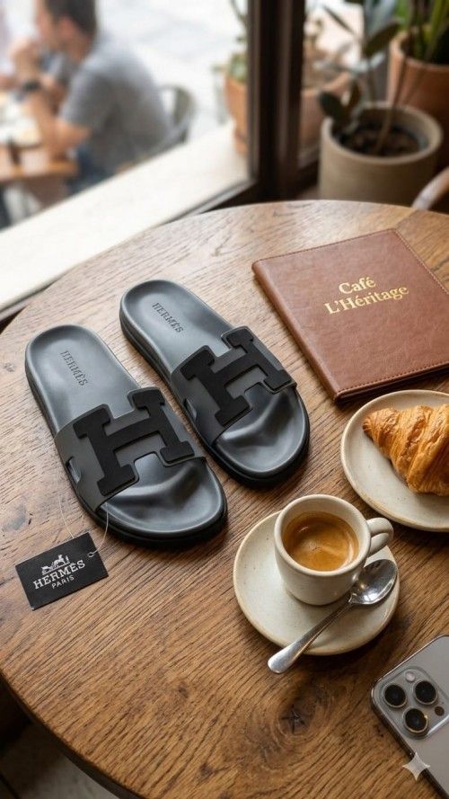 HERME S PARIS LOGO SLIDES GREY
