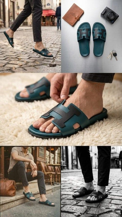 HERME S PARIS LOGO SLIDES GREEN